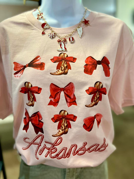 Arkansas boots and bows tee
