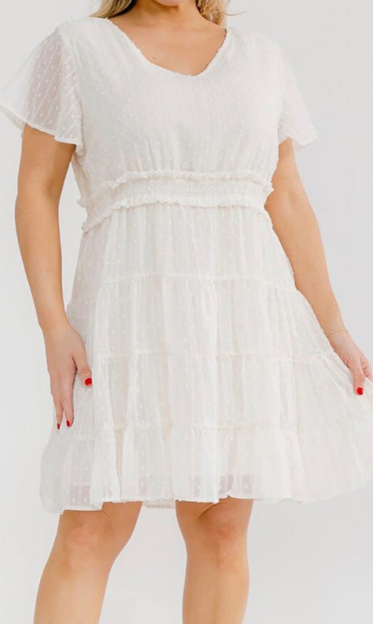 CREAM SWISS DOT DRESS