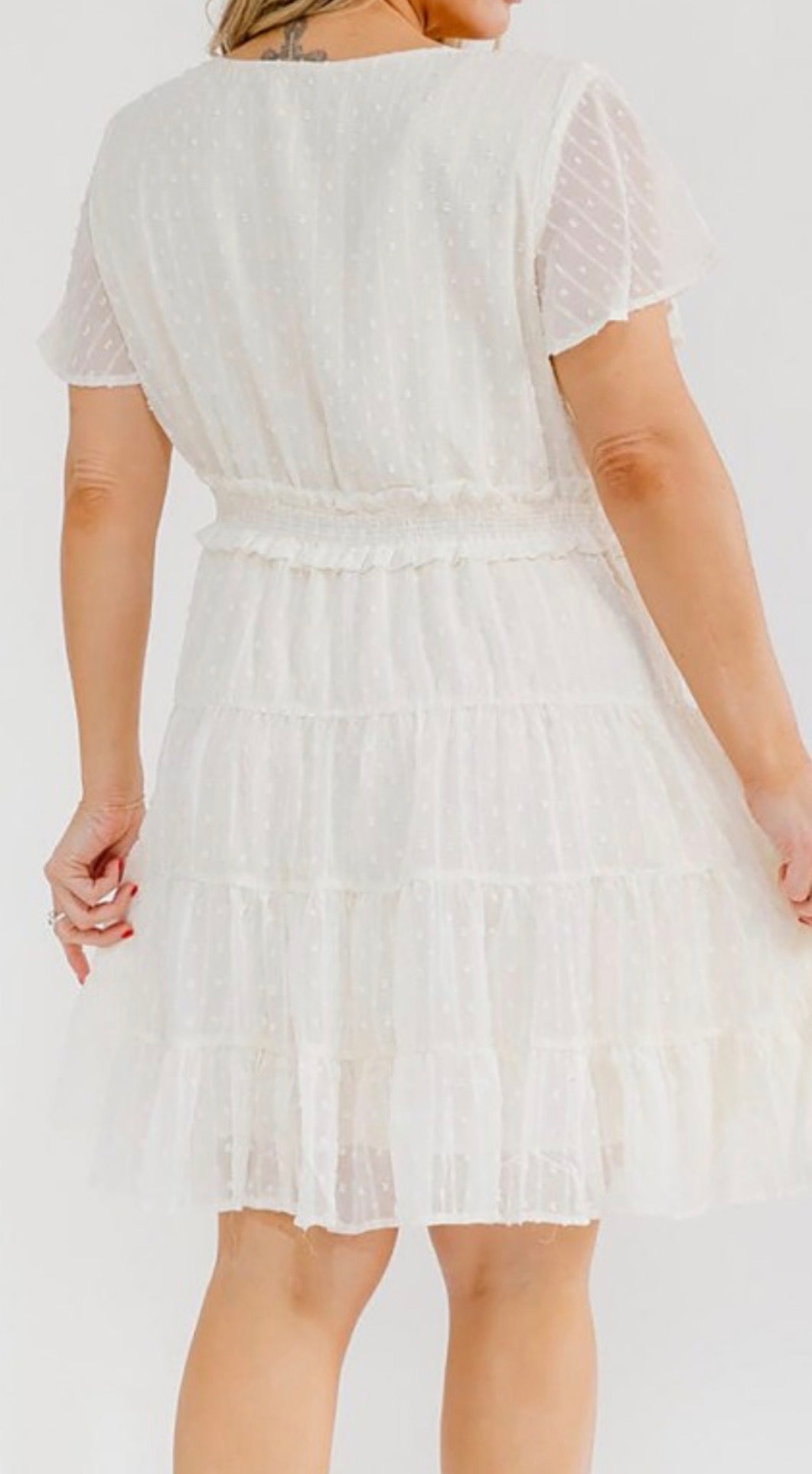CREAM SWISS DOT DRESS
