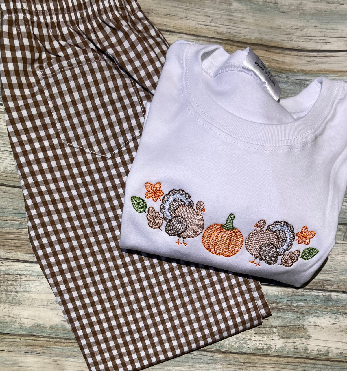 Embroidered Fall Turkey and Pumpkin set