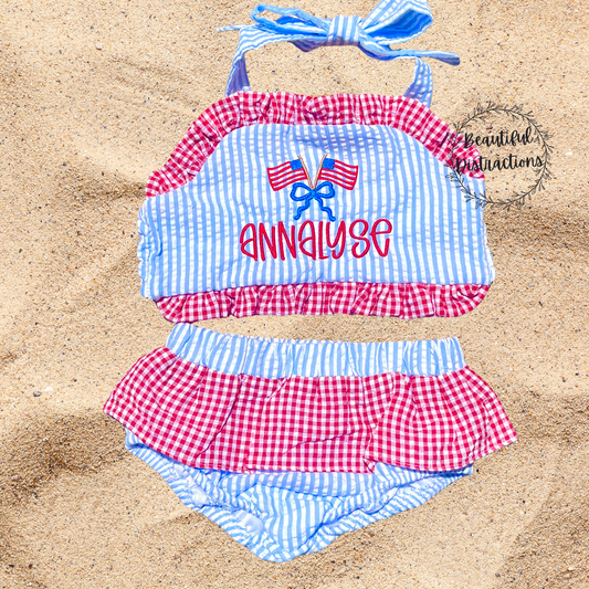Girls Patriotic 2 piece Swimsuit
