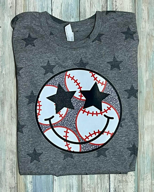 Baseball smiley star tee