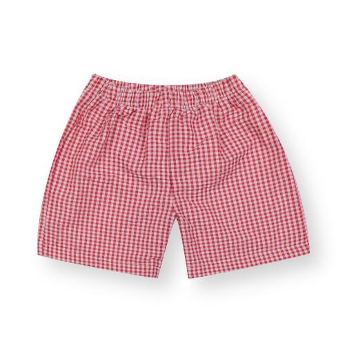 Red and white checkered shorts on a white background