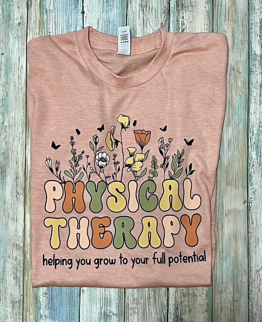 Floral physical therapy tee